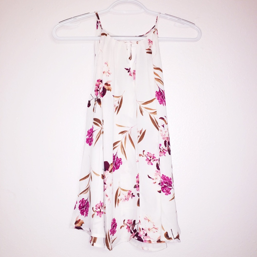 Francesca's Collections Floral Blouse - White and Pink